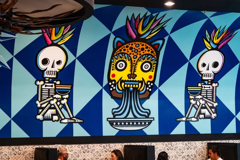 The crowned-skull tile mural at Viva Leawood