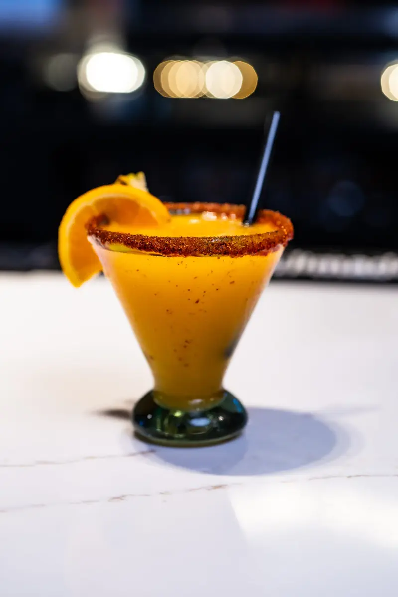 A margarita with a chamoy rim at Viva Olathe